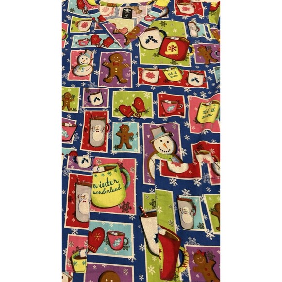 Med Couture Christmas Holiday Winter Women L Scrub Top 100% Cotton RN 64794 - Picture 8 of 9